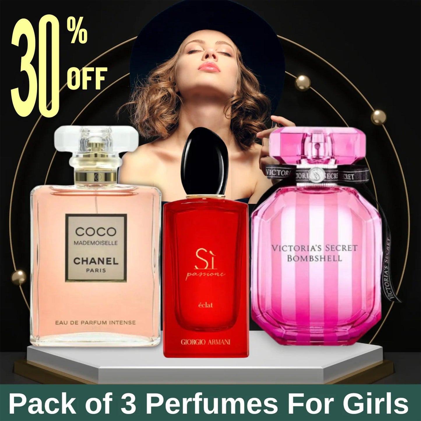 CHANEL Coco Mademoiselle + ARMANI Si Passione + VICTORIA'S Secret Bombshell - 100 ML - Scentral